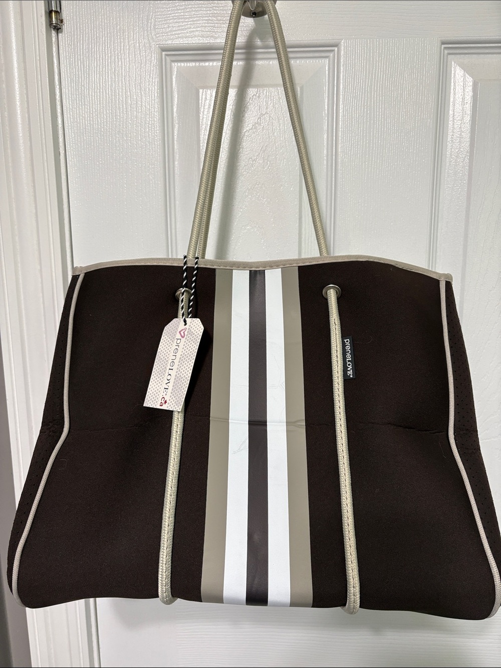 Pendleton Brown Neoprene Stripe Tote Bag